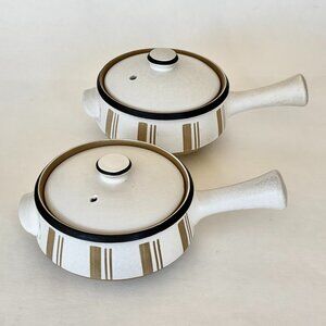 Set of 2 Denby Gourmet Stoneware Individual Covered Casserole Dishes 1/2 Pints